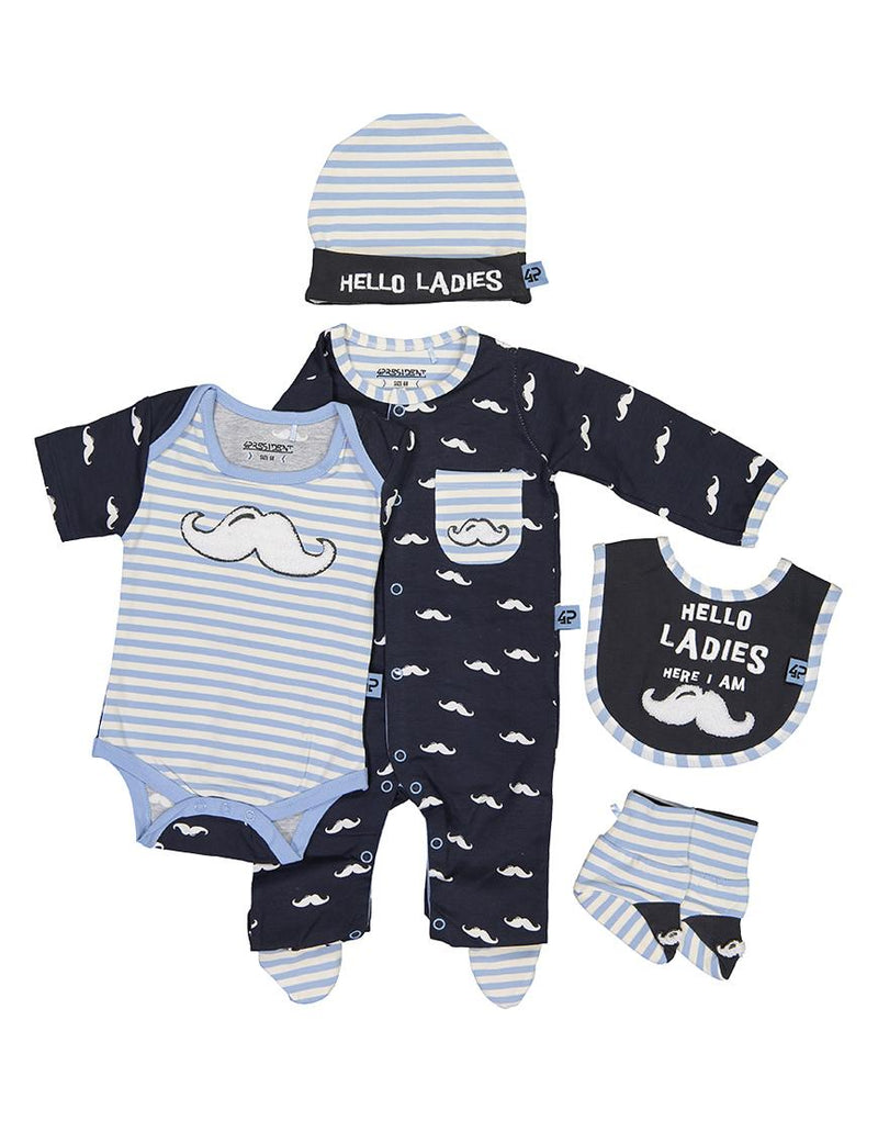 5-delige Baby Giftset - Thema: Moustache